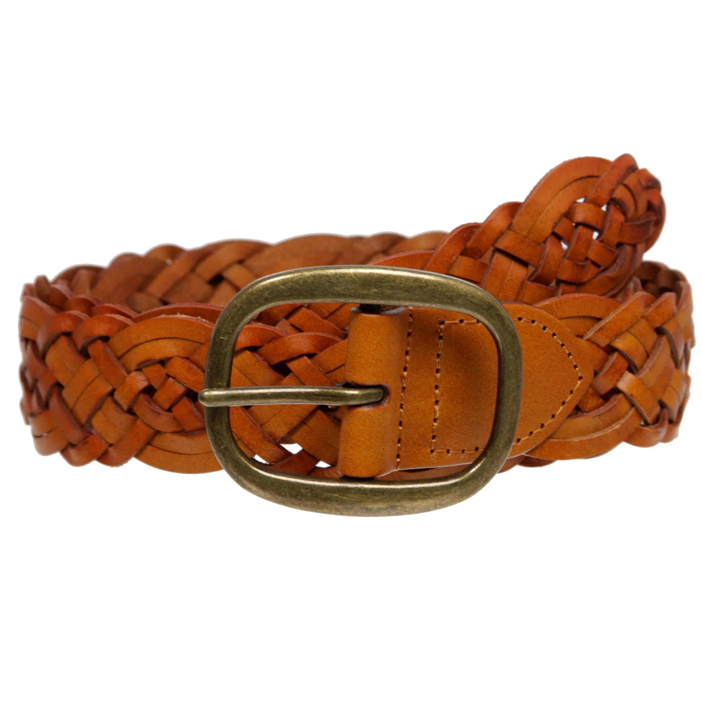 1 1/2" (37 mm) Women's Oval Braided Woven Leather Belt