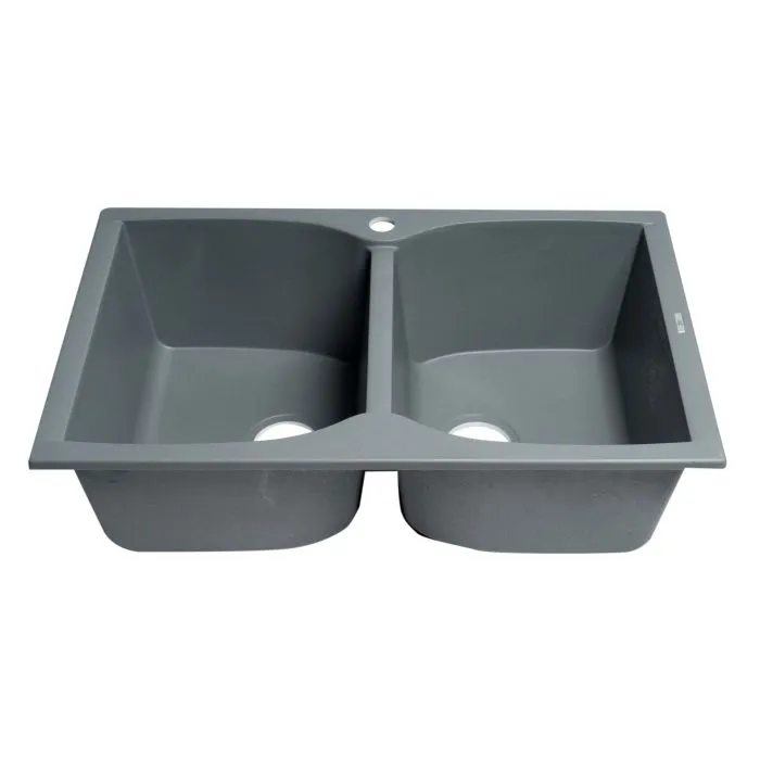 ALFI Brand 32" Drop-In Double Bowl Granite Composite Kitchen Sink