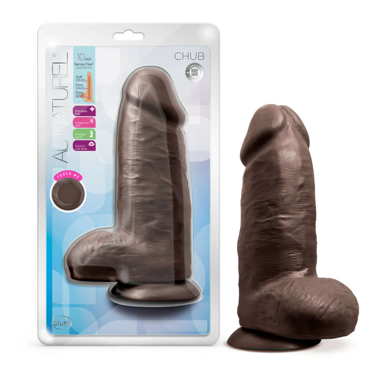 Au Naturel Chub 10 inches Dildo Chocolate Dark Brown