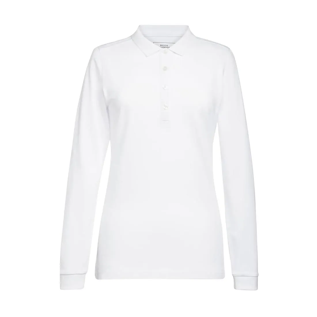 BA141-S Brook Taverner Anna Womens Long Sleeve Polo Shirt White Size S