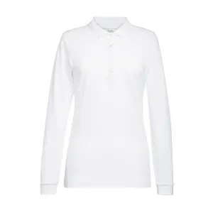 BA141-S Brook Taverner Anna Womens Long Sleeve Polo Shirt White Size S