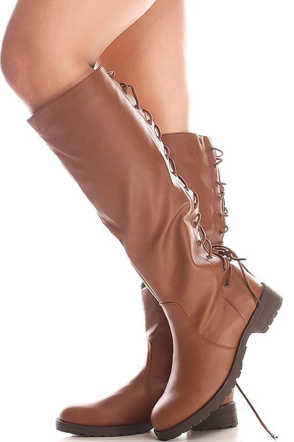 Back Lace Up Knee High Boots Winter Boots Womens Vegan