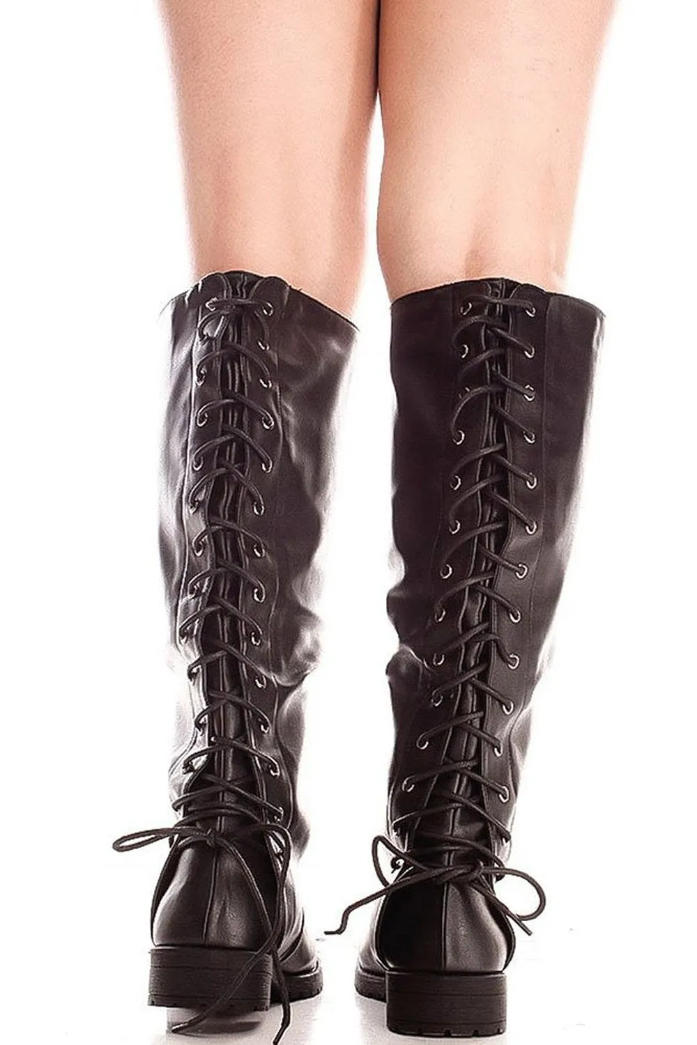 Back Lace Up Knee High Boots Winter Boots Womens Vegan