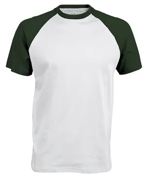 Baseball Short-sleeved two-tone T-shirt | White/Forest