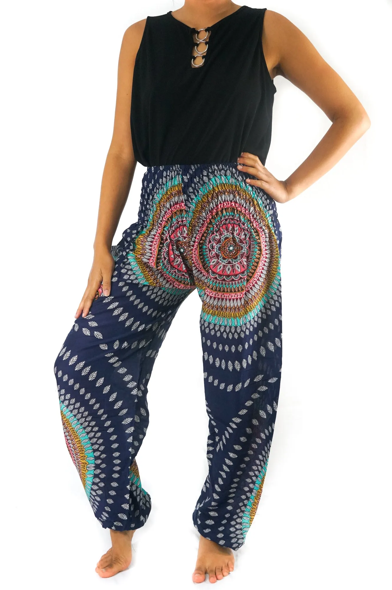 Blue SWIRL Women Boho Yoga Pants