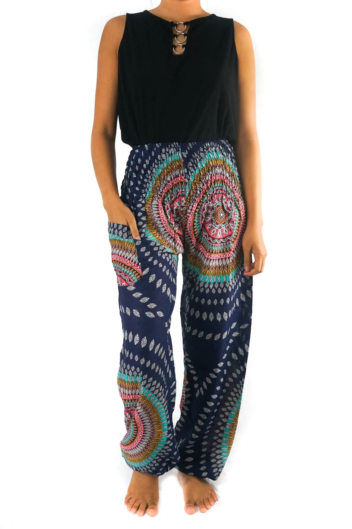 Blue SWIRL Women Boho Yoga Pants