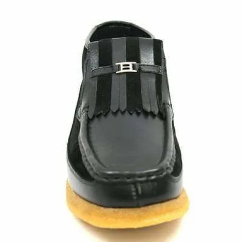 British Walkers Apollo Men's Black Leather and Suede Crepe Sole Slip On Boots