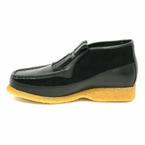 British Walkers Apollo Men's Black Leather and Suede Crepe Sole Slip On Boots