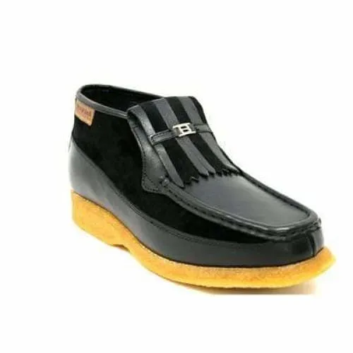 British Walkers Apollo Men's Black Leather and Suede Crepe Sole Slip On Boots