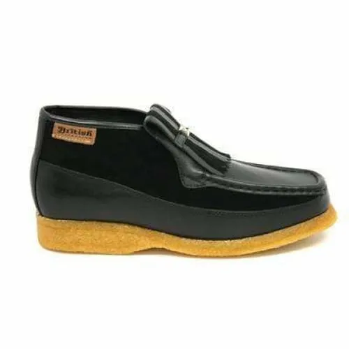 British Walkers Apollo Men's Black Leather and Suede Crepe Sole Slip On Boots