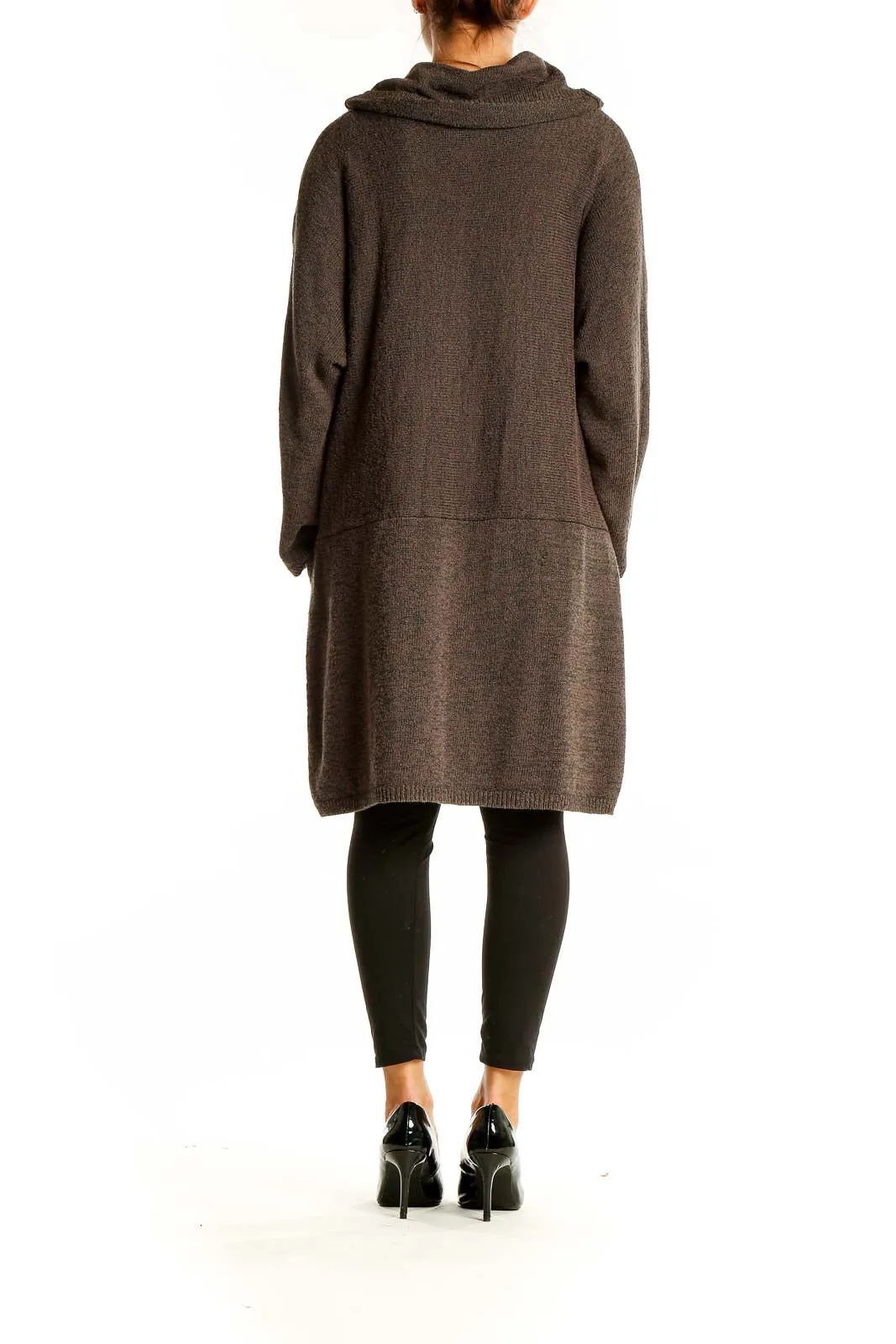 Brown Oversized Hooded Knit Sweater