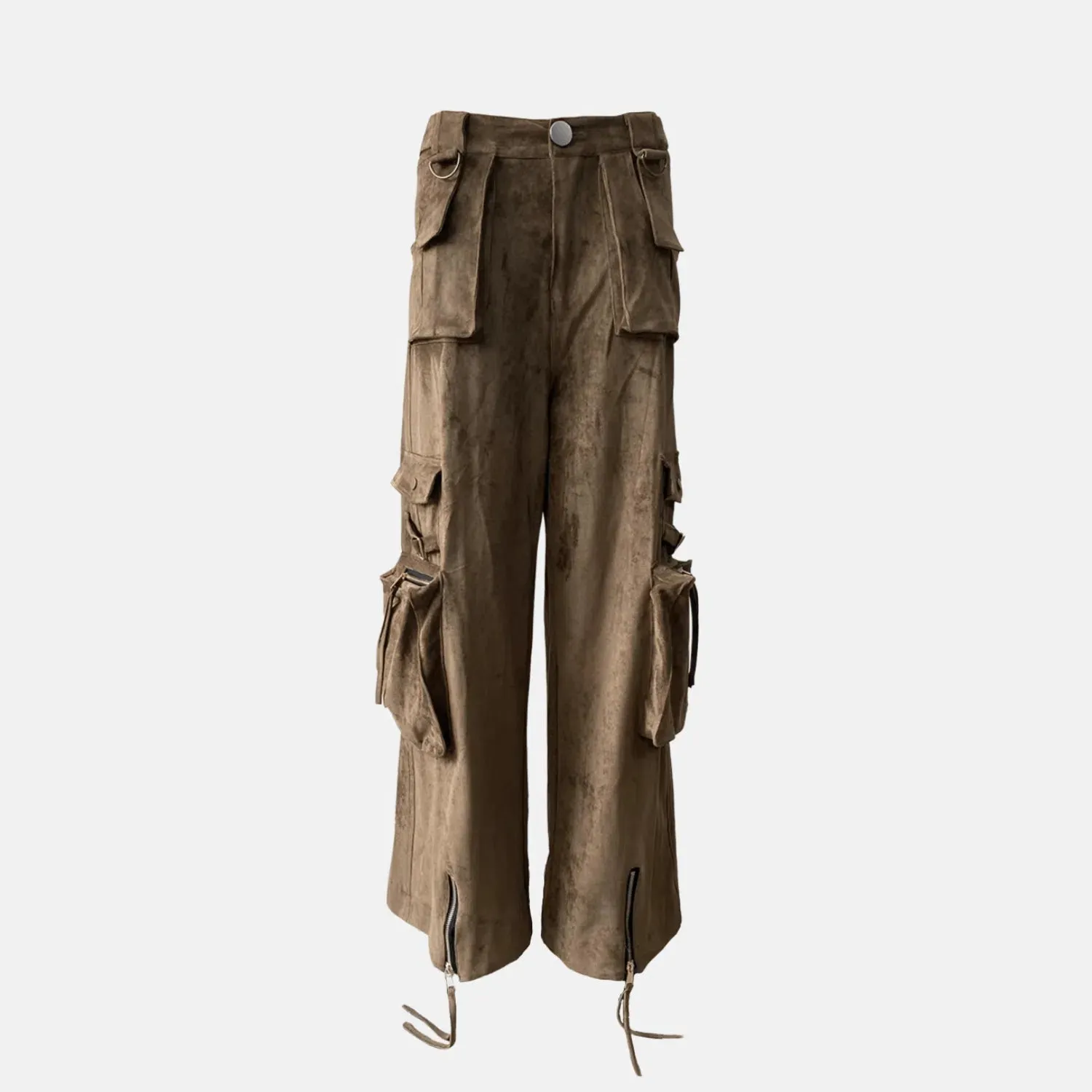 Cazura – Metallic accents – Velvet cargo pants