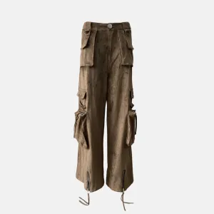 Cazura – Metallic accents – Velvet cargo pants