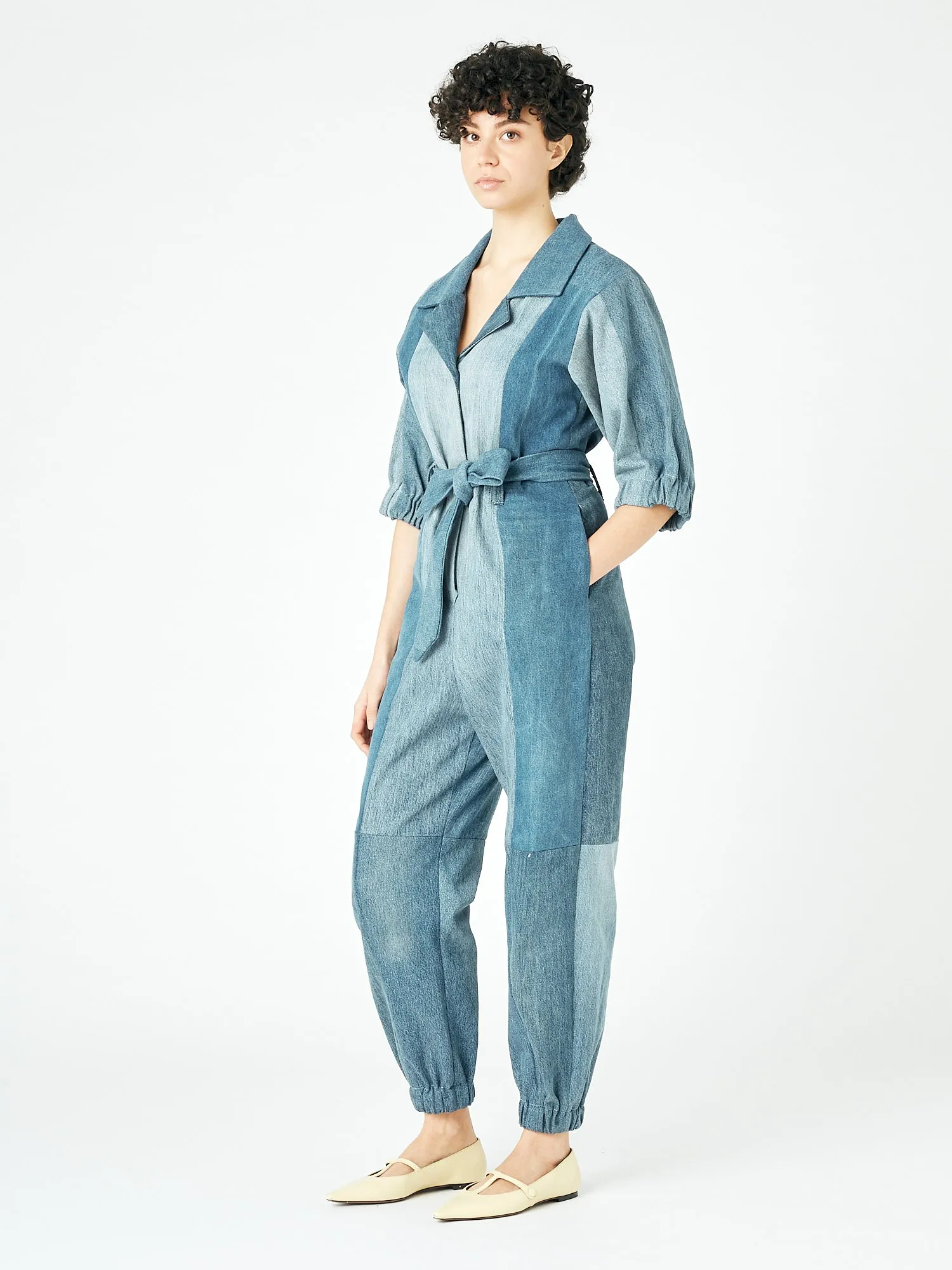 Classic Denim Jumpsuit Mid Blue