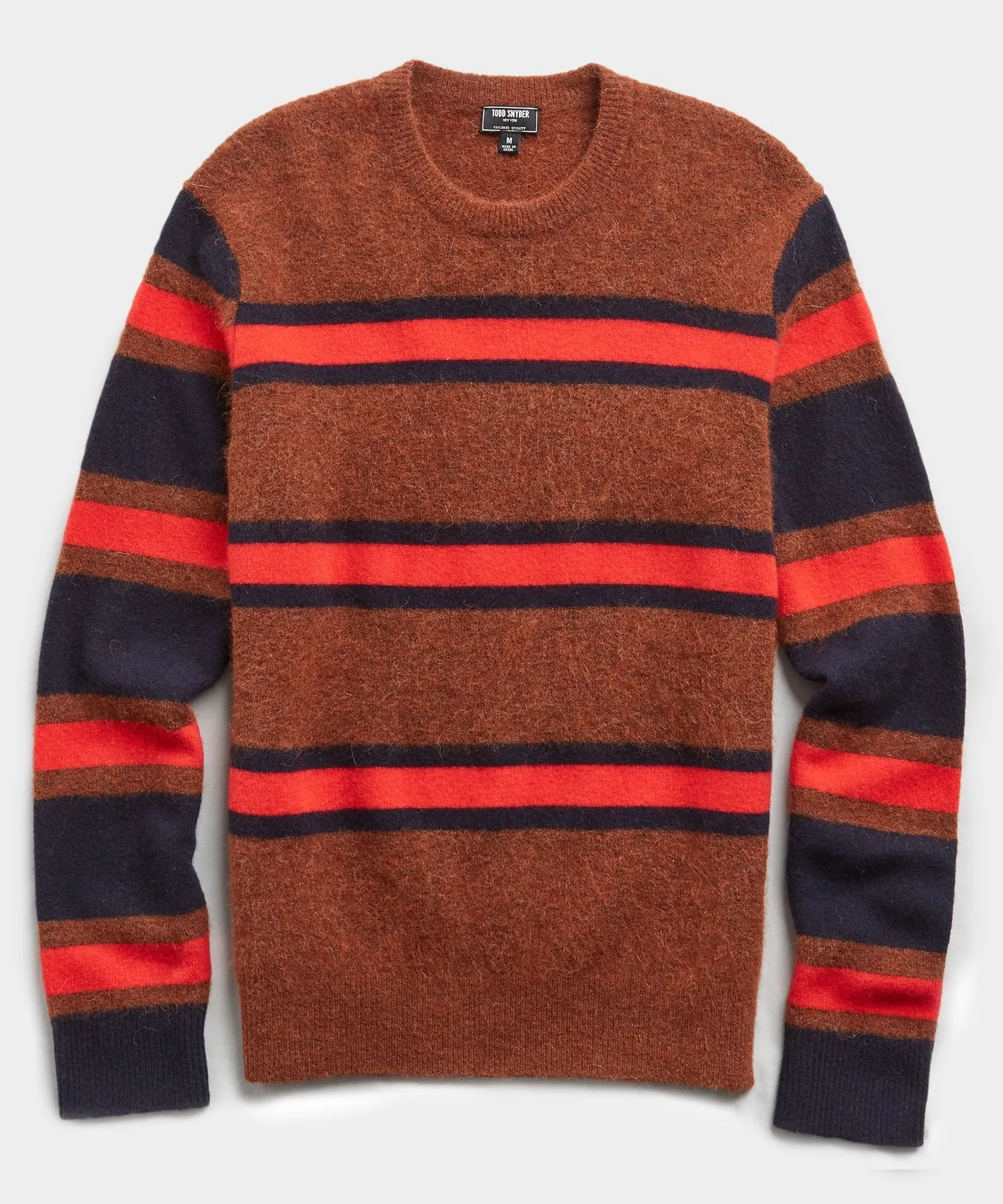 Color Block Stripe Alpaca Sweater in Rust