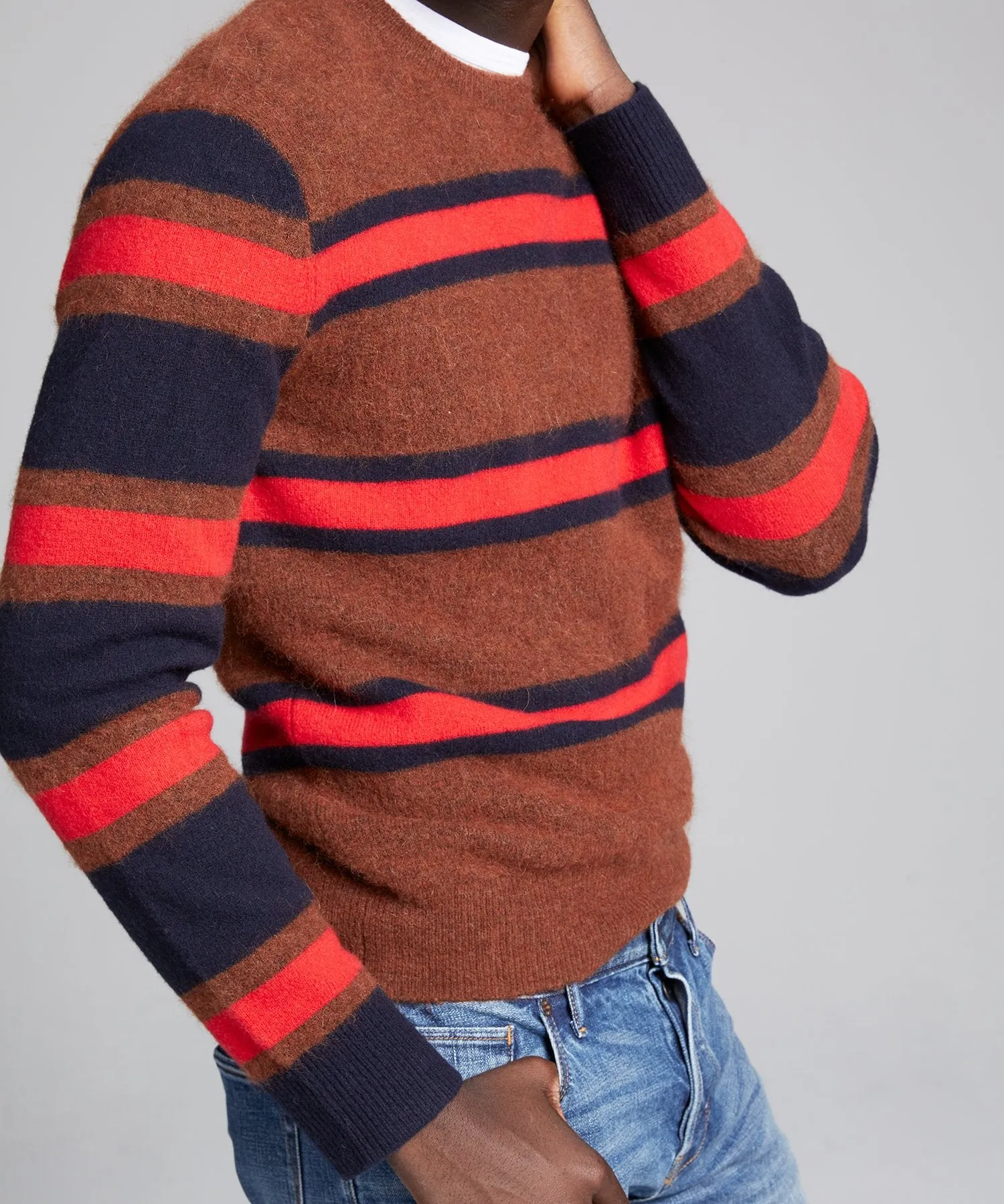 Color Block Stripe Alpaca Sweater in Rust