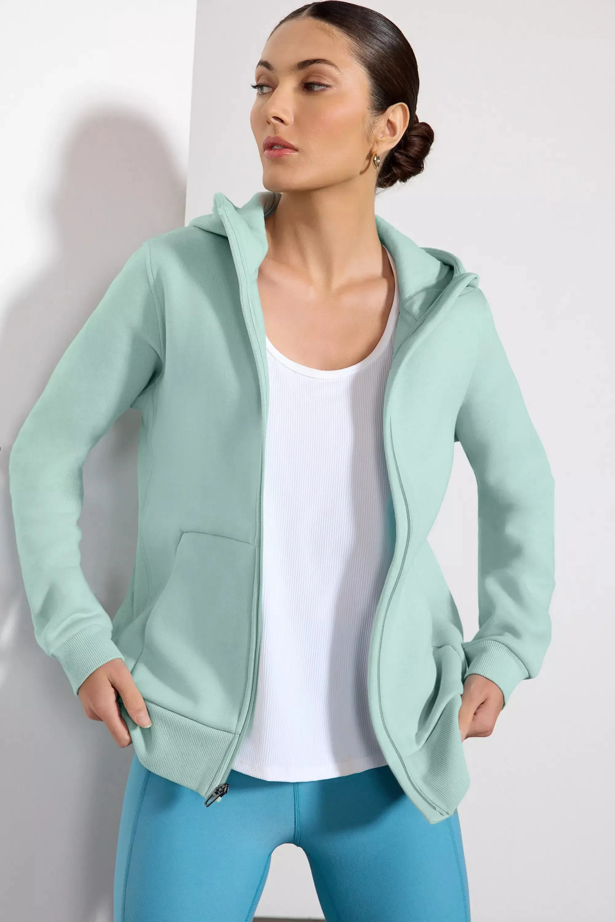 Comfort Fleece Zip-Up Hoodie - Blue Haze