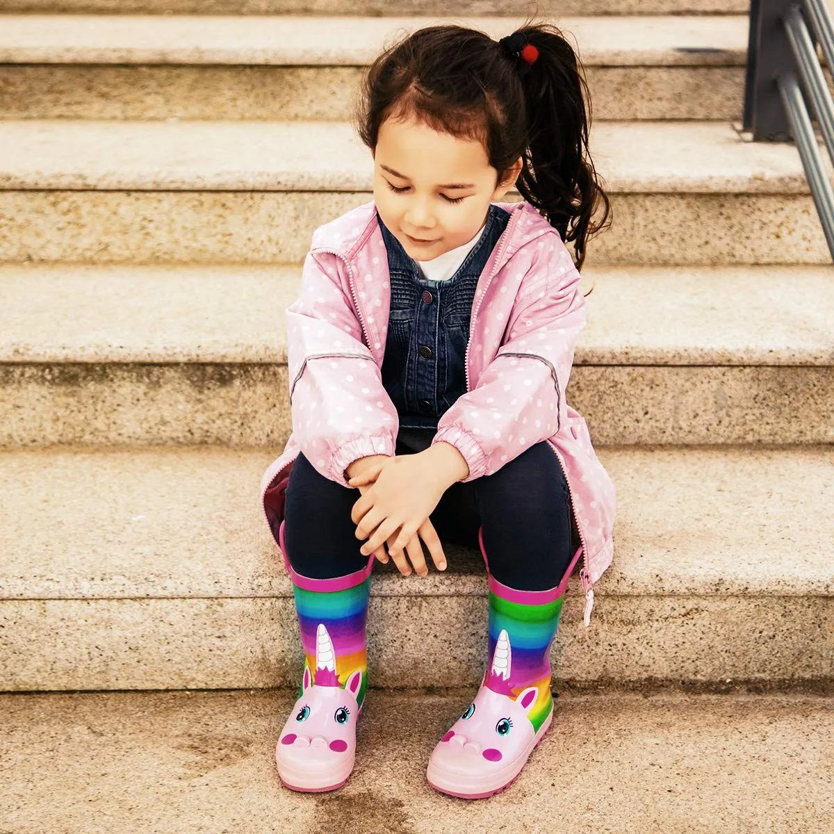 Comfortable Girls' Unicorn Waterproof Rain Boots