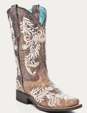 Corral Ladies Floral Embroidery Glow In The Dark Boots Style A4063