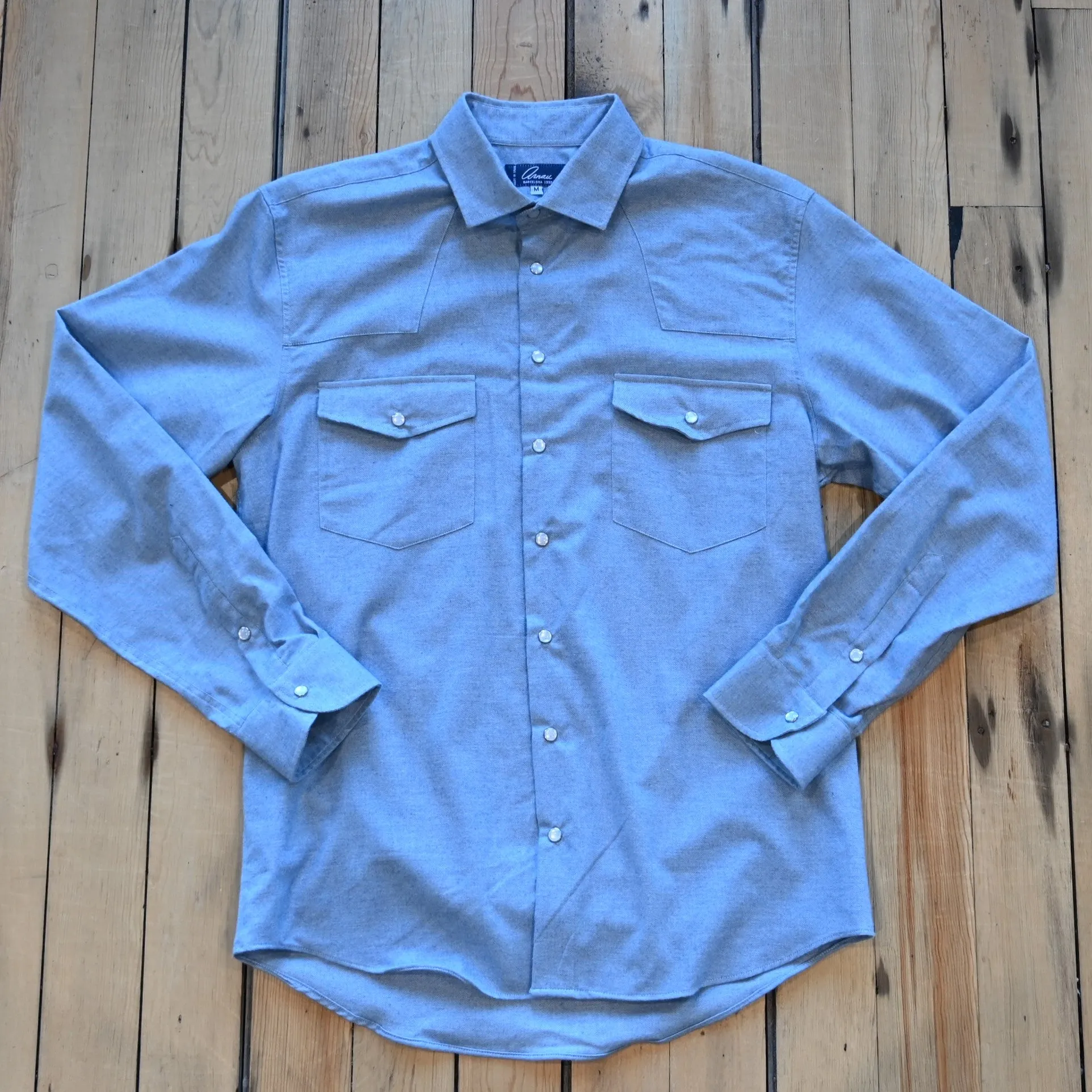 Cotton & Cashmere Western Snap Shirt Light Blue