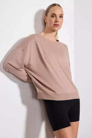 Cozy Fleece Relaxed Crew - Taupe