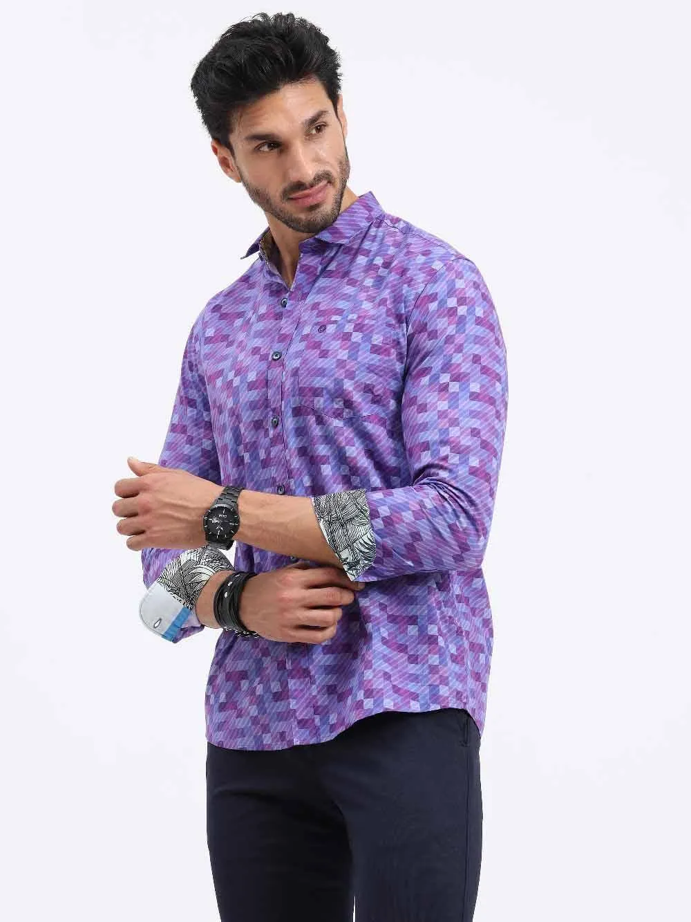 Crimson Checks Printed Full Sleeve Shirt