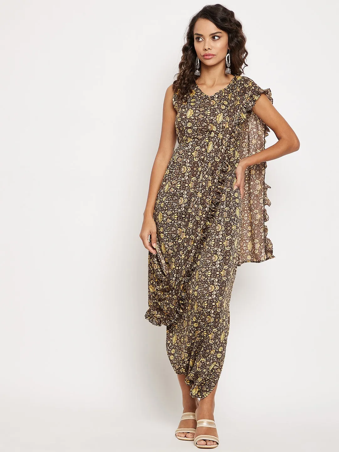 Dhoti Jumpsuit with Attached Dupatta