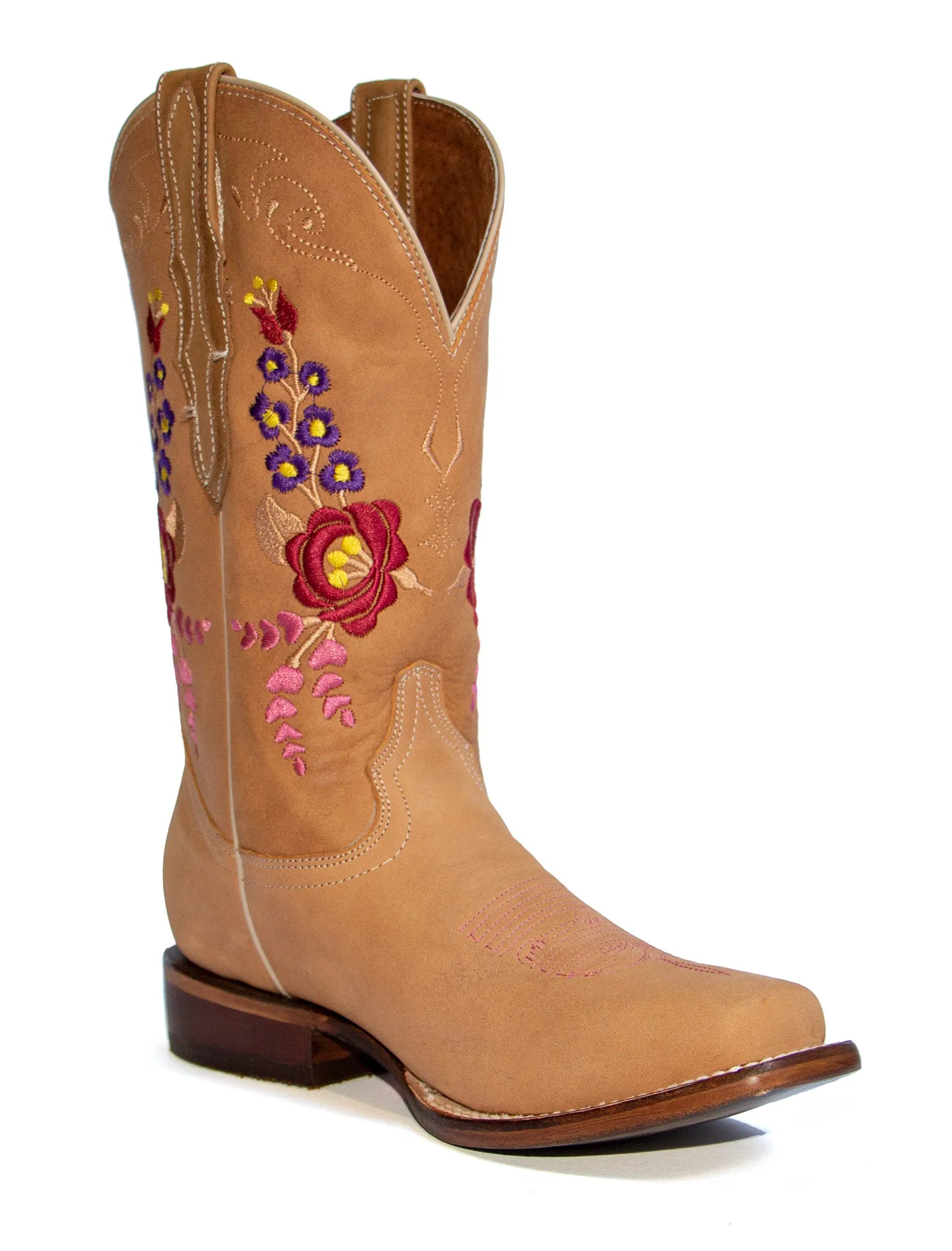 El General Women's The Red Rose of Texas Collection Honey Rose Rodeo Toe Western Boots