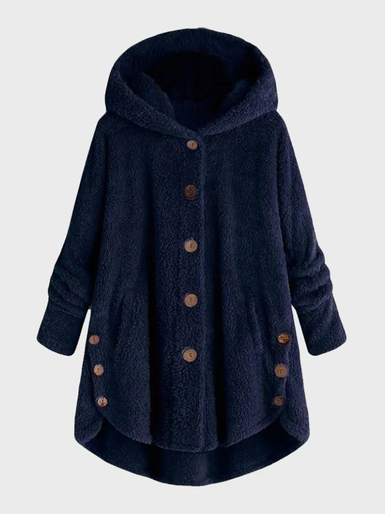 Fluffy Faux Hoodie Fleece Coat