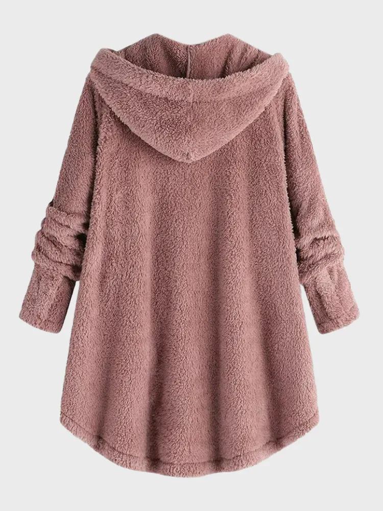 Fluffy Faux Hoodie Fleece Coat