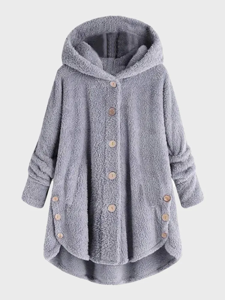 Fluffy Faux Hoodie Fleece Coat