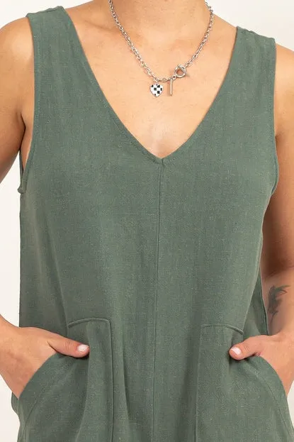 Grey Green Romper