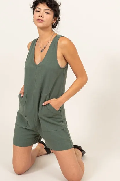 Grey Green Romper