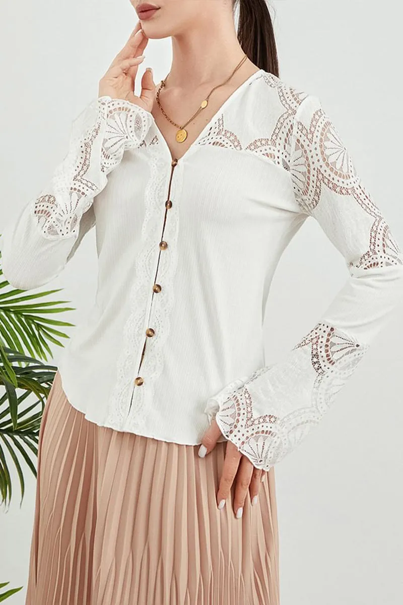 HTS1300 Boho Lace Knit Cardigan Top