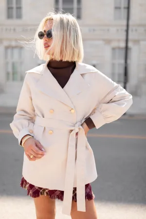 In The Trenches Beige Mid Length Trench Coat SALE