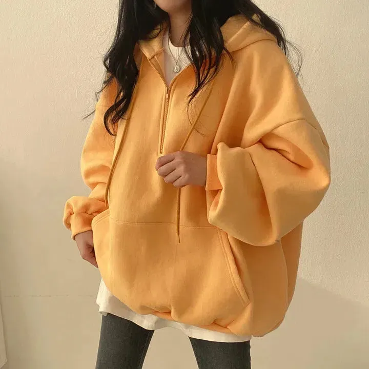 Indie Oversized Zip Up Hoodie