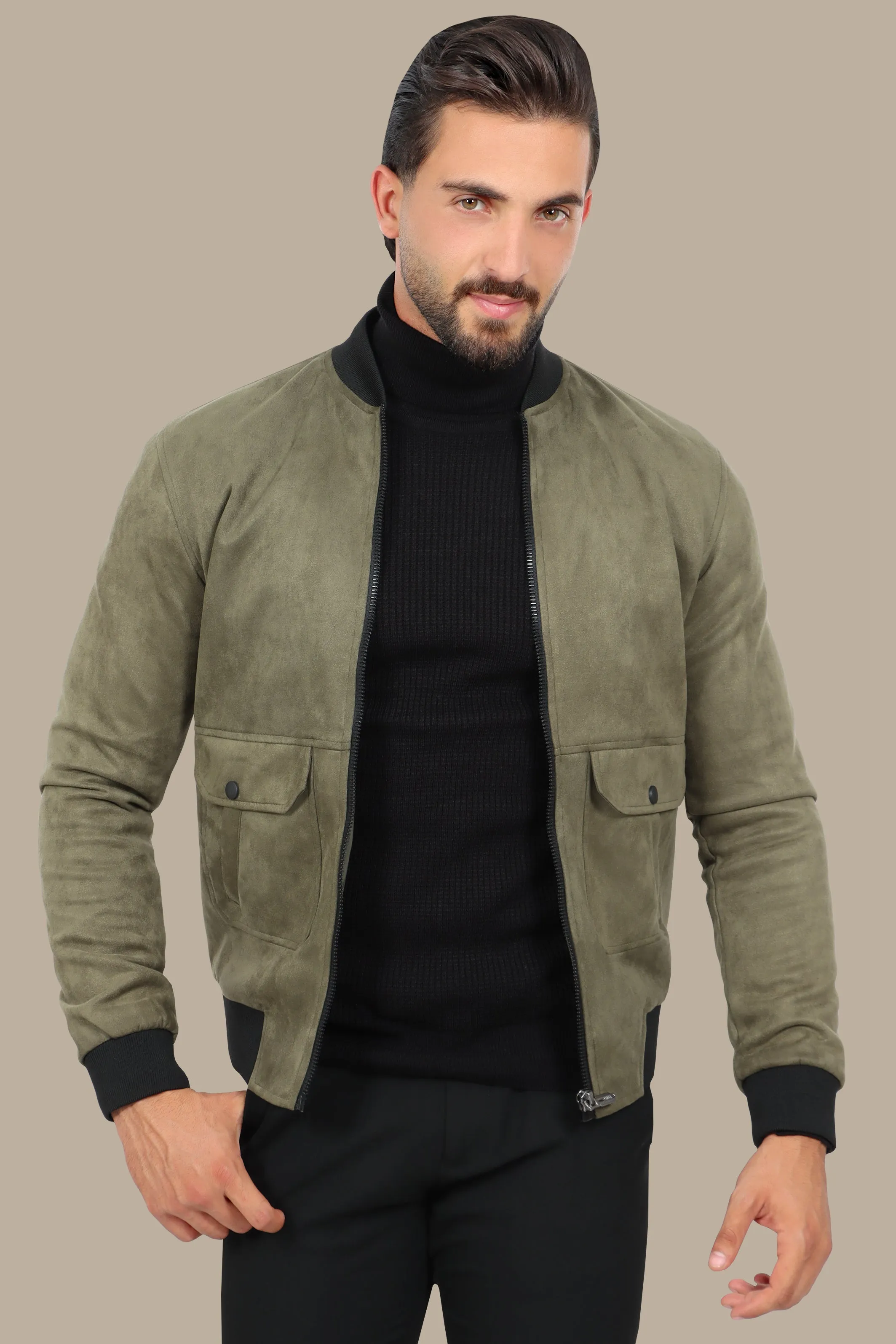 Khaki Coolness: Col Mao Blouson Jacket