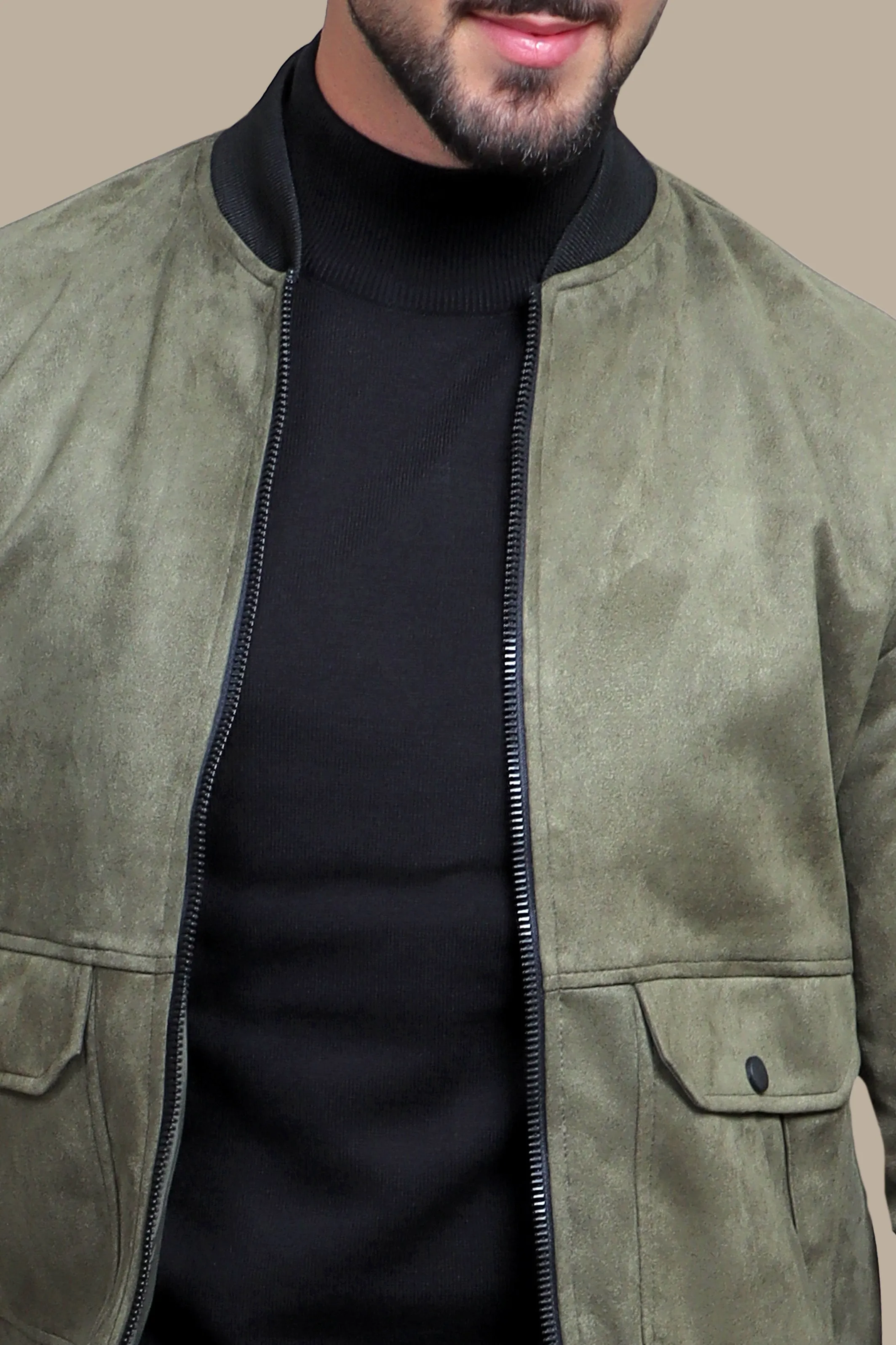 Khaki Coolness: Col Mao Blouson Jacket