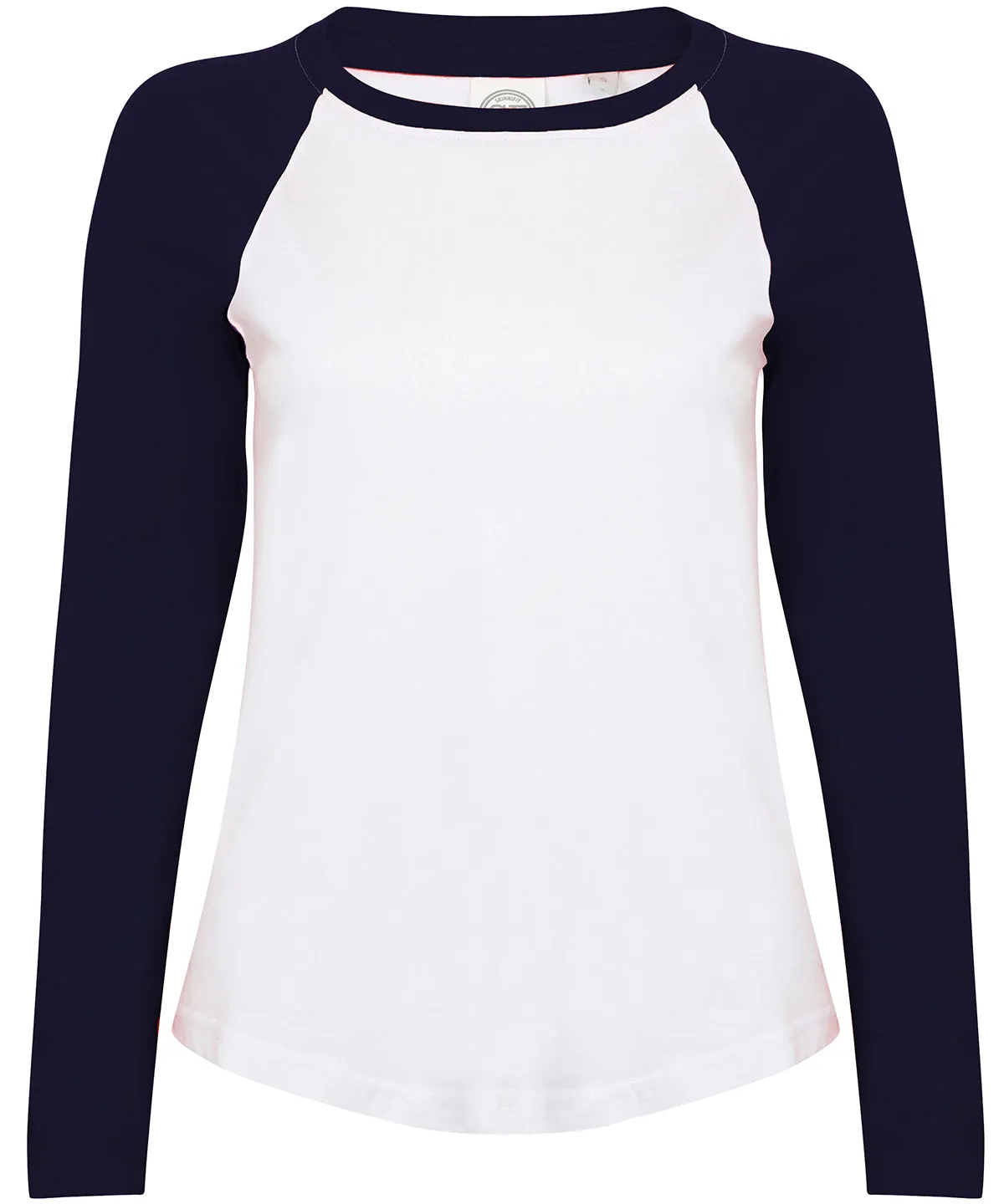 Kids long sleeve baseball T | White/Oxford Navy