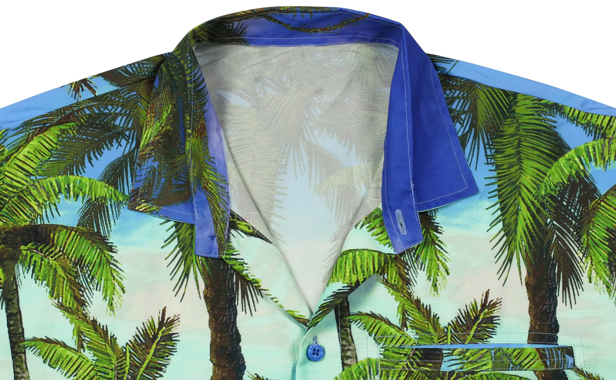 LA LEELA Shirt Casual Button Down Short Sleeve Beach Shirt Men Aloha Pocket shirt Bright Blue_AA171