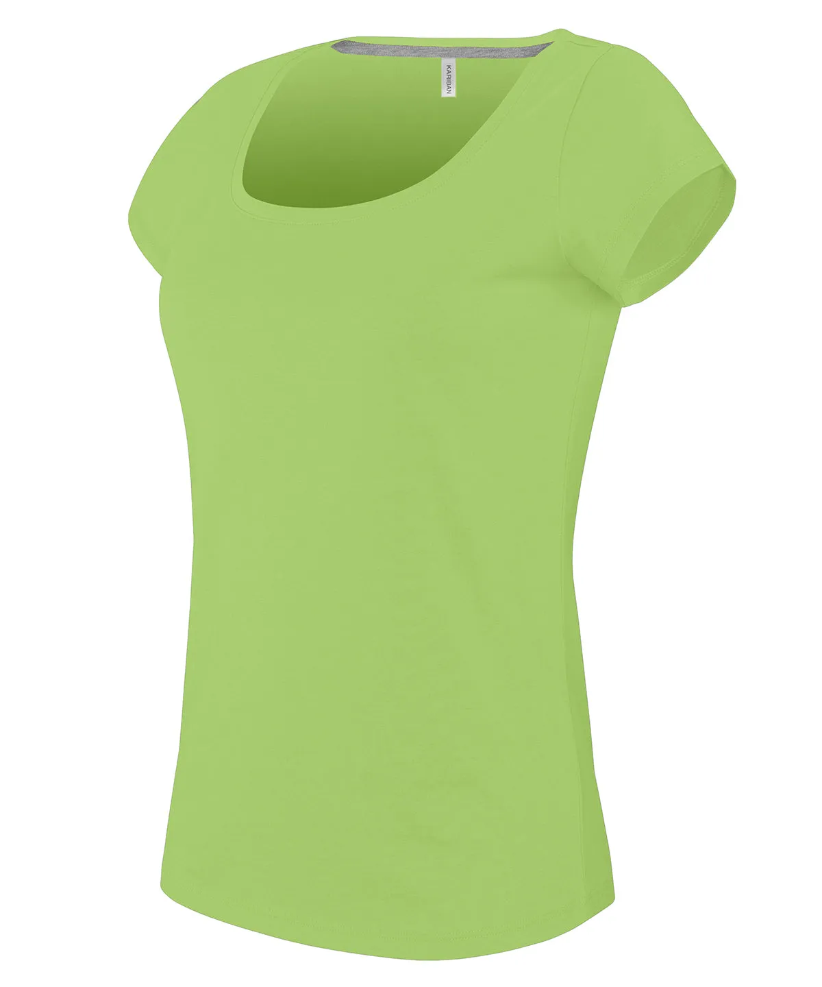 Ladies boat neck short-sleeved T-shirt | Lime