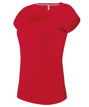 Ladies boat neck short-sleeved T-shirt | Red