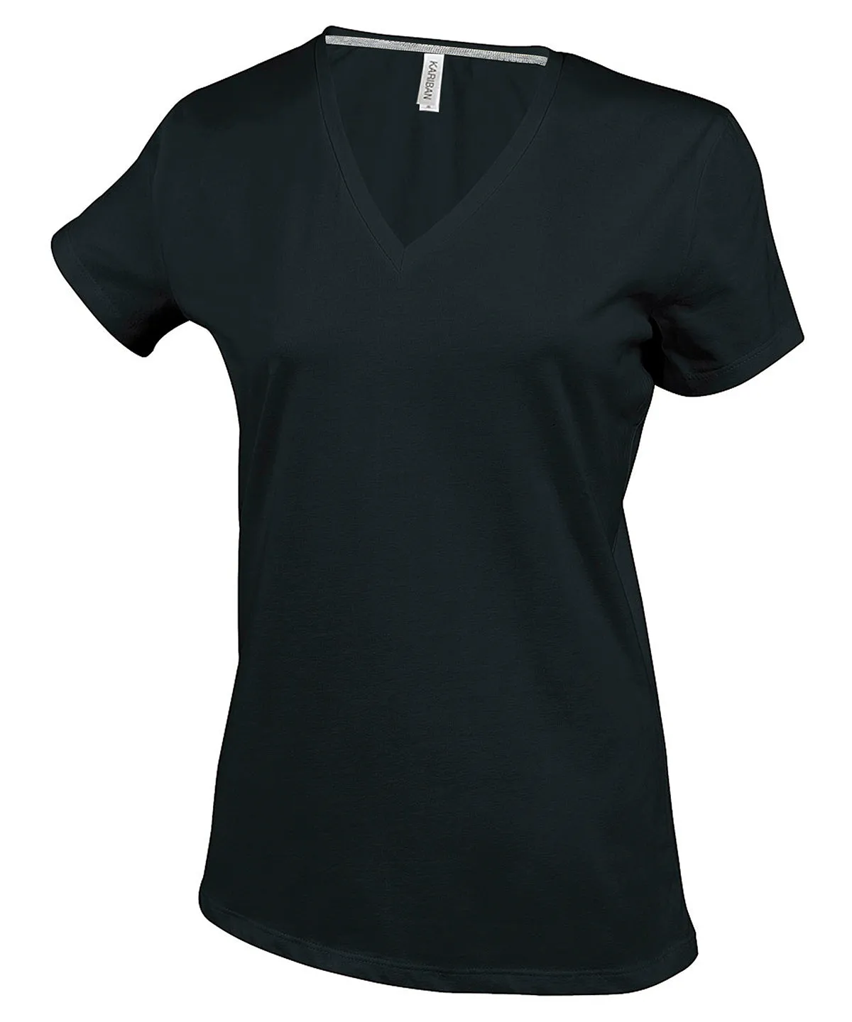 Ladies short-sleeved V-neck T-shirt | Black