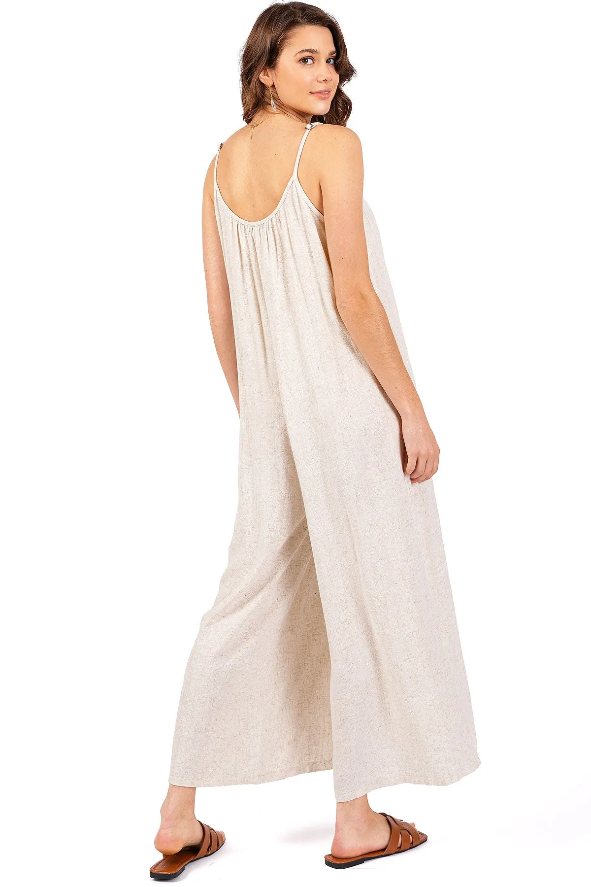 Lana Roux Tulum Wide-Leg Linen Jumpsuit