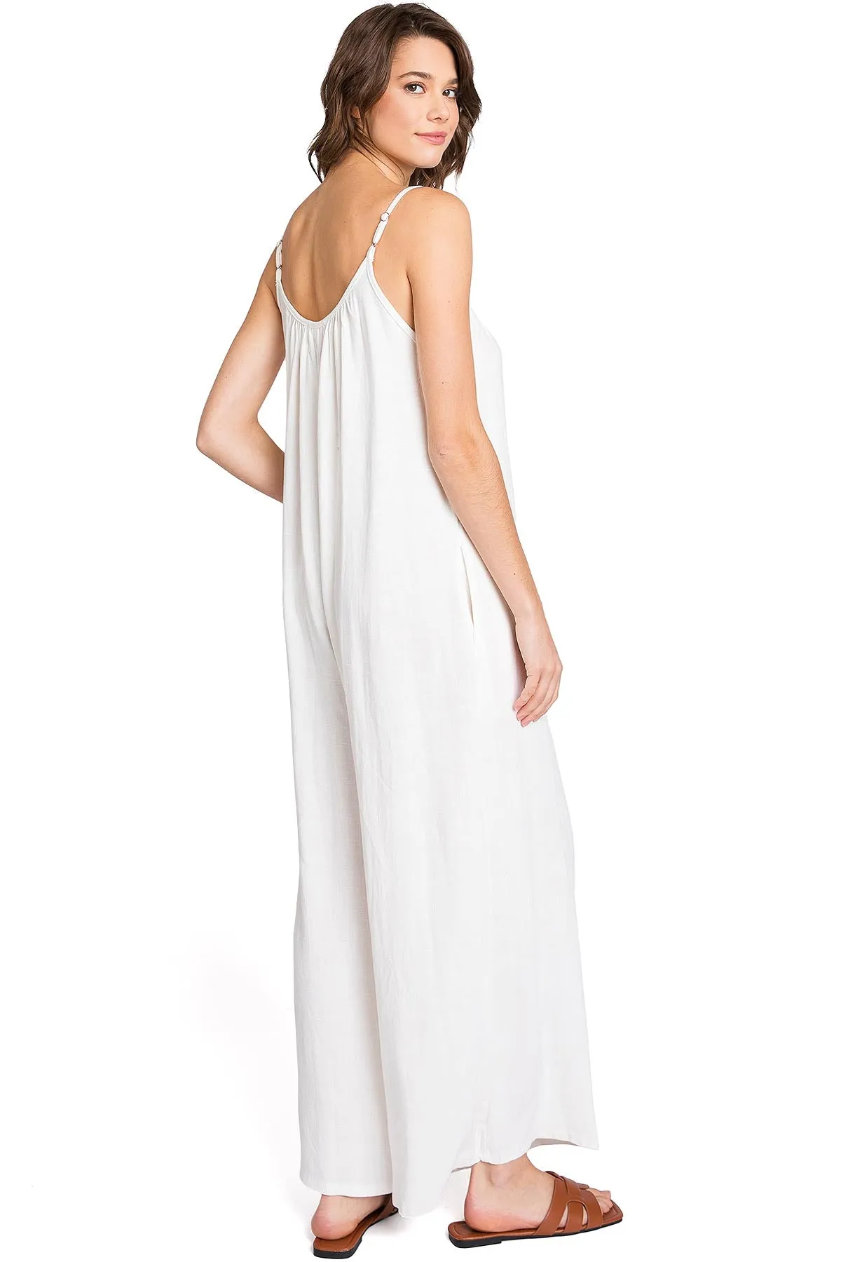 Lana Roux Tulum Wide-Leg Linen Jumpsuit