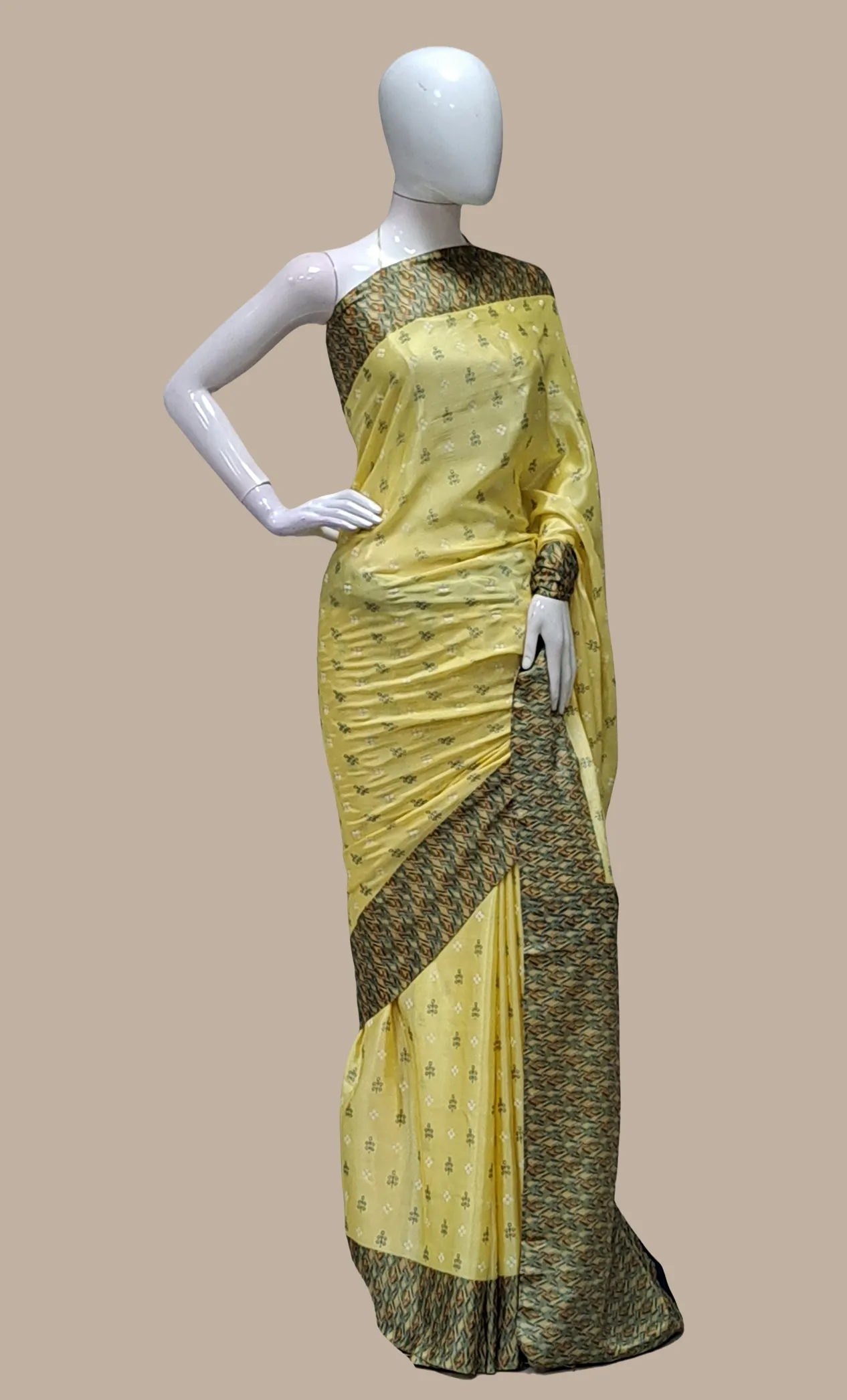 Light Lemon Printed Sari