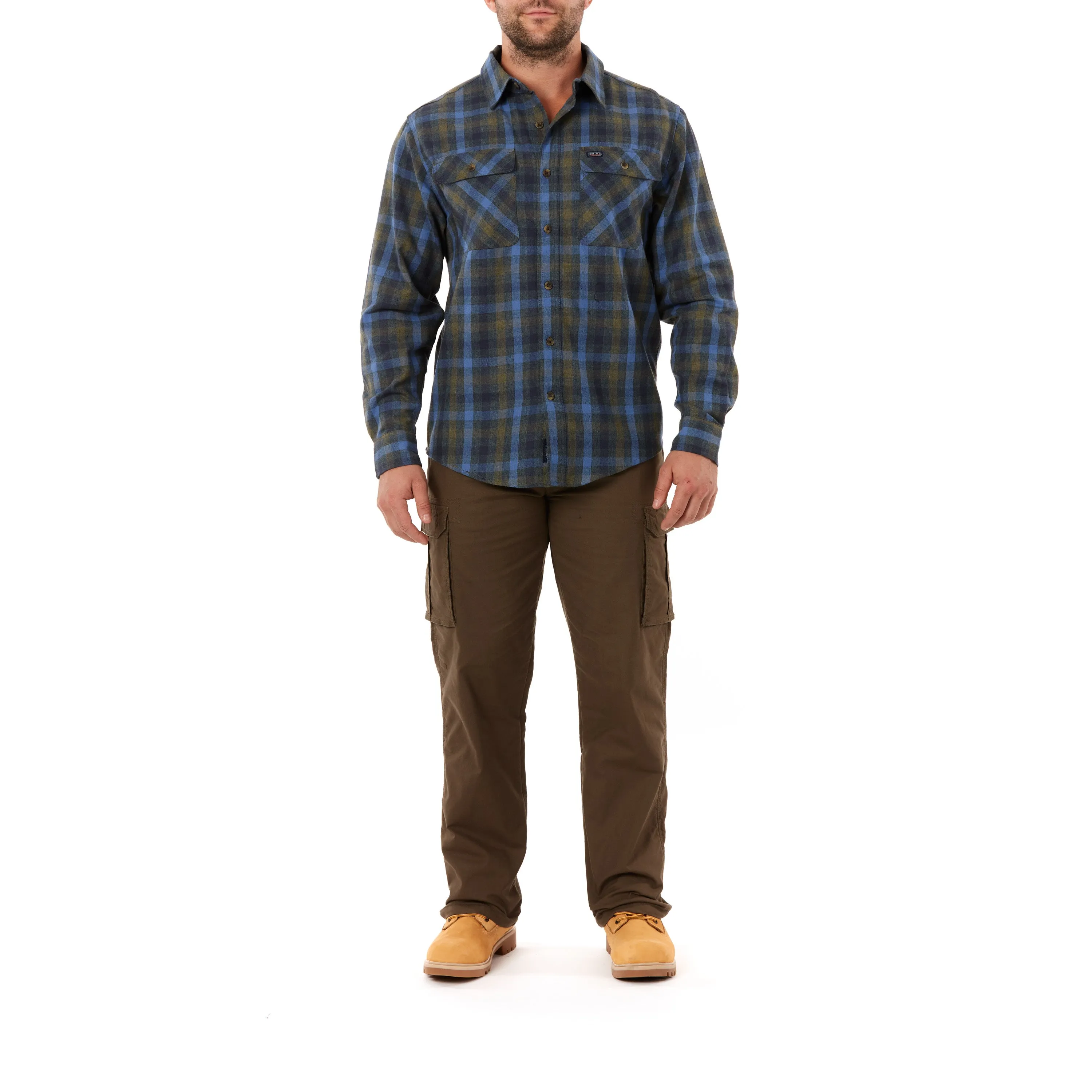 LONG SLEEVE 2-POCKET PLAID FLANNEL SHIRT WITH PEN-SLOT