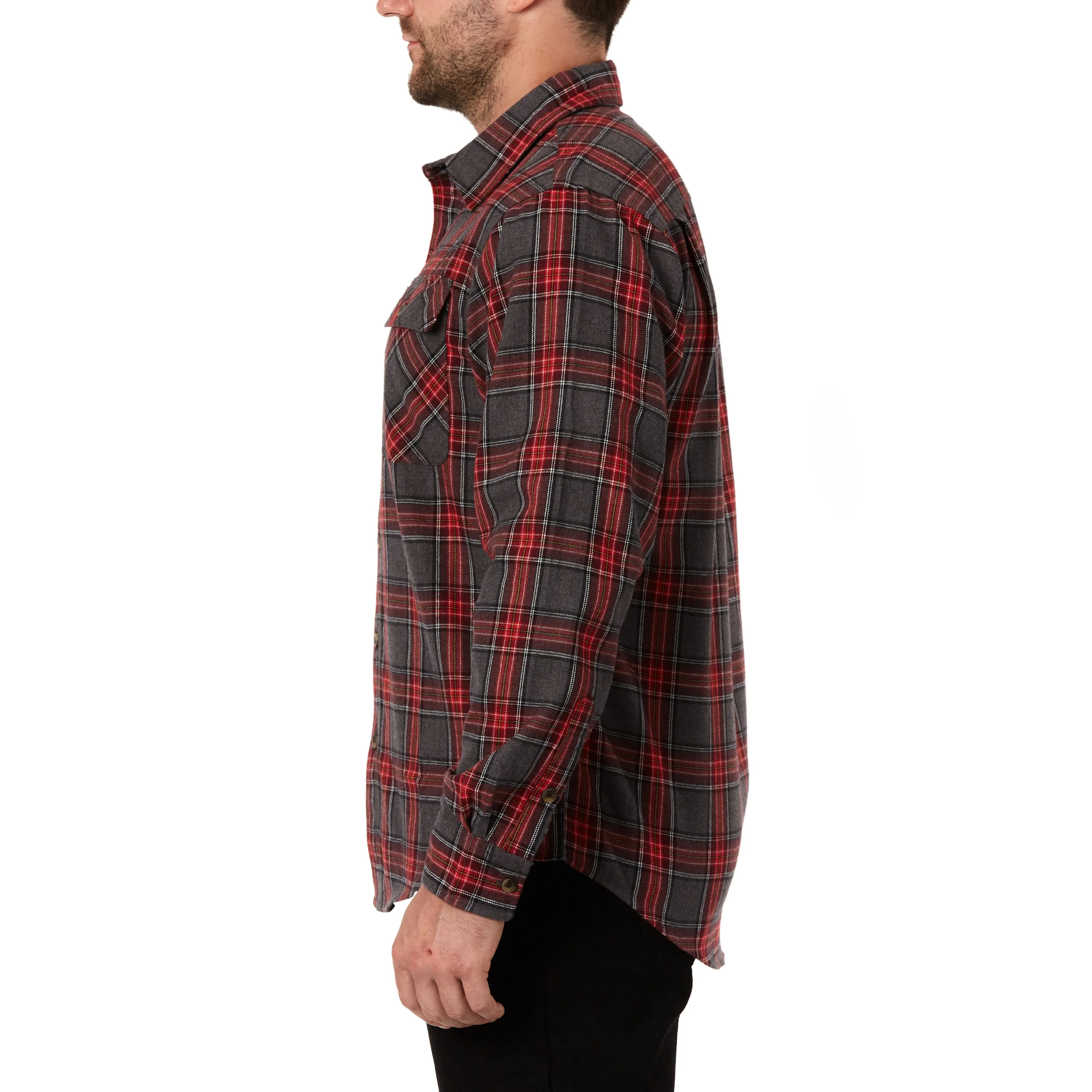 LONG SLEEVE 2-POCKET PLAID FLANNEL SHIRT WITH PEN-SLOT