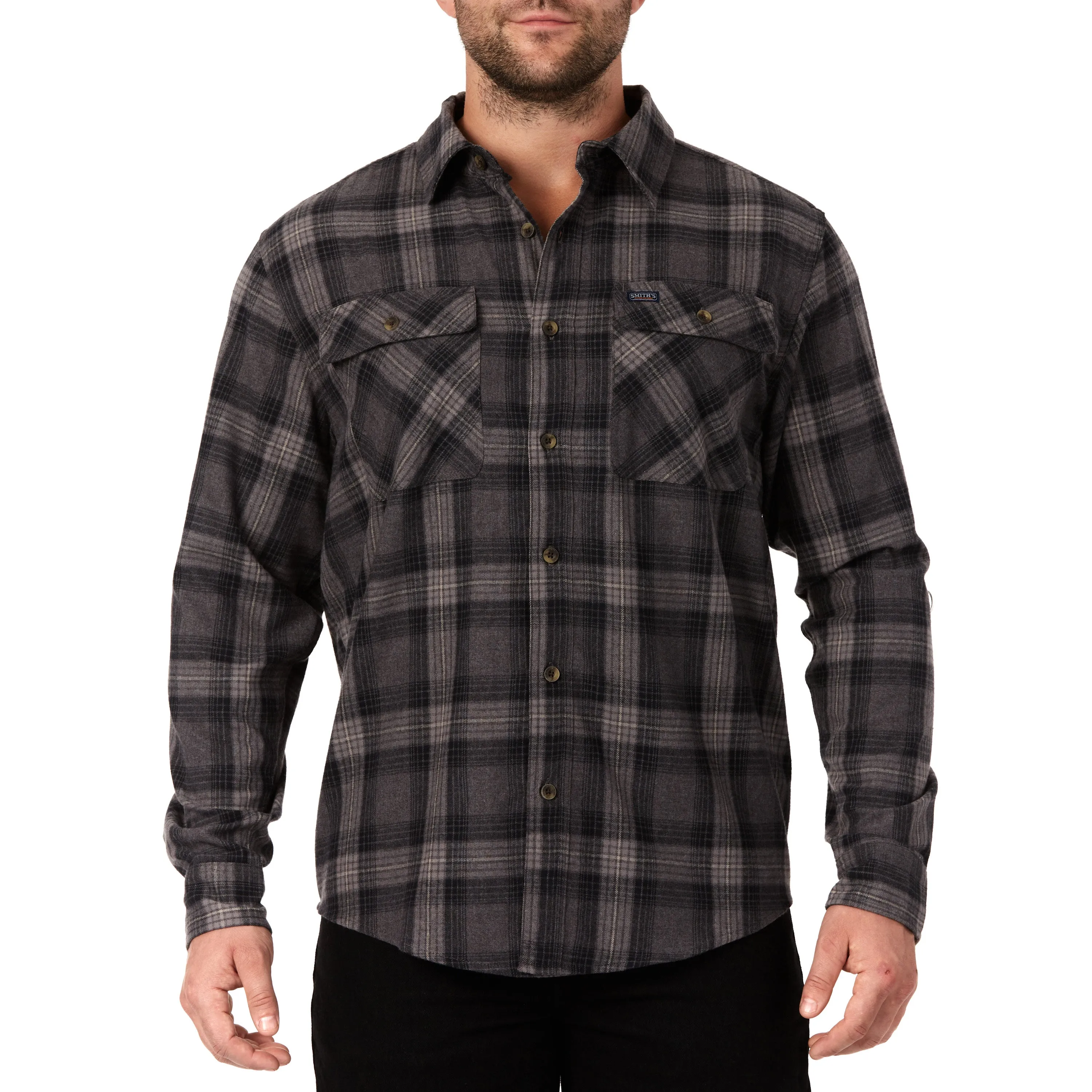 LONG SLEEVE 2-POCKET PLAID FLANNEL SHIRT WITH PEN-SLOT