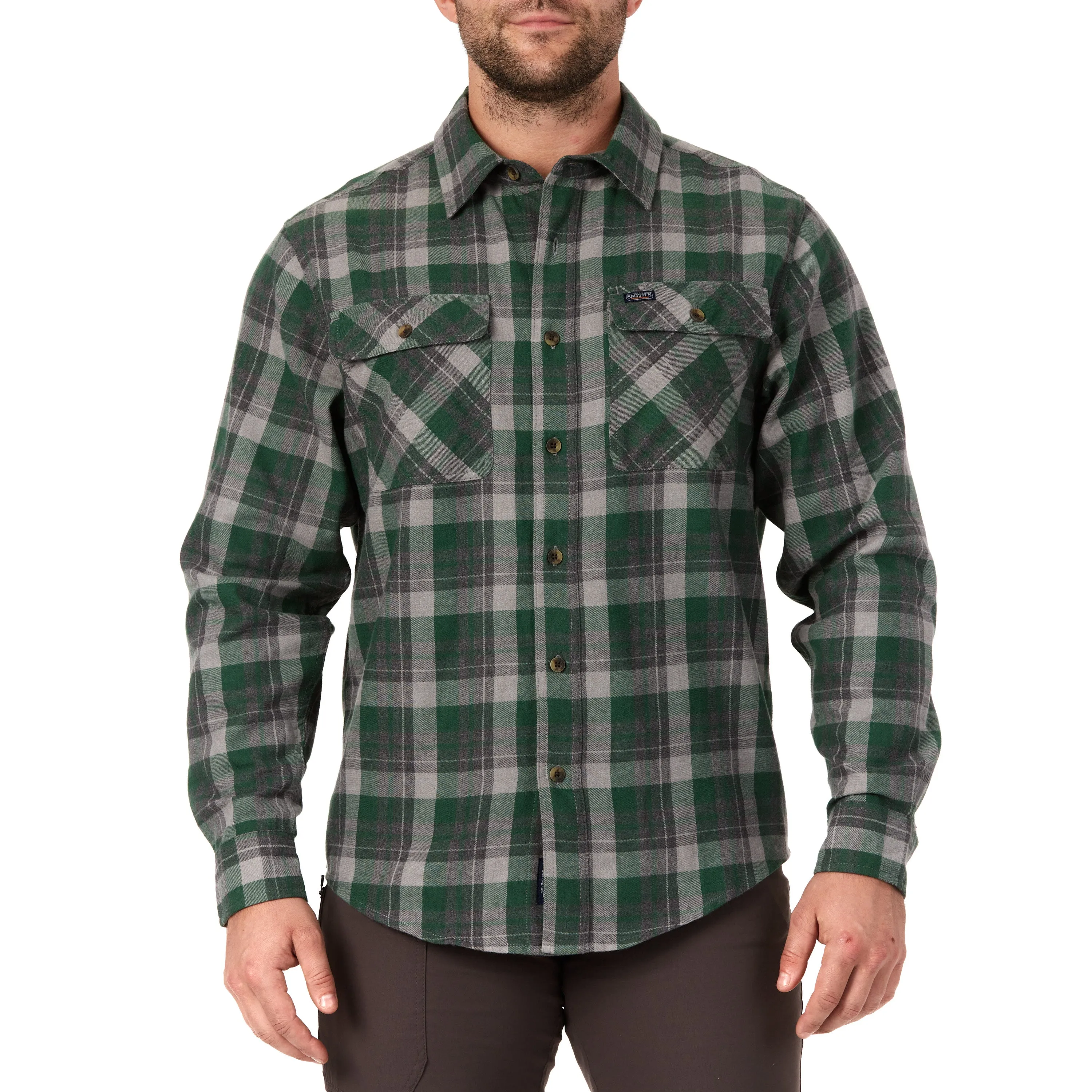 LONG SLEEVE 2-POCKET PLAID FLANNEL SHIRT WITH PEN-SLOT